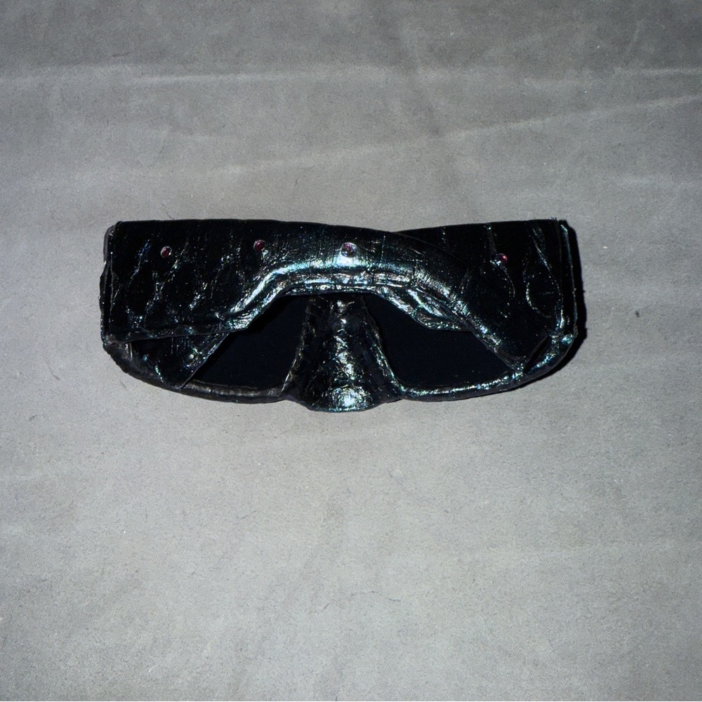 Futuristic Black Wraparound Genuine Python Sungla… - image 6